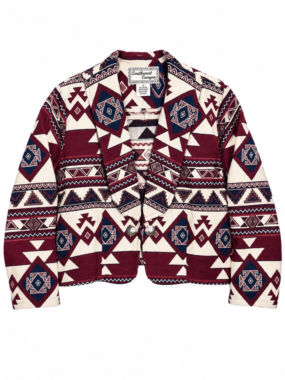 Southwest Canyon Women's 1X Aztec Geometric Tapestry Blazer Jacket Western